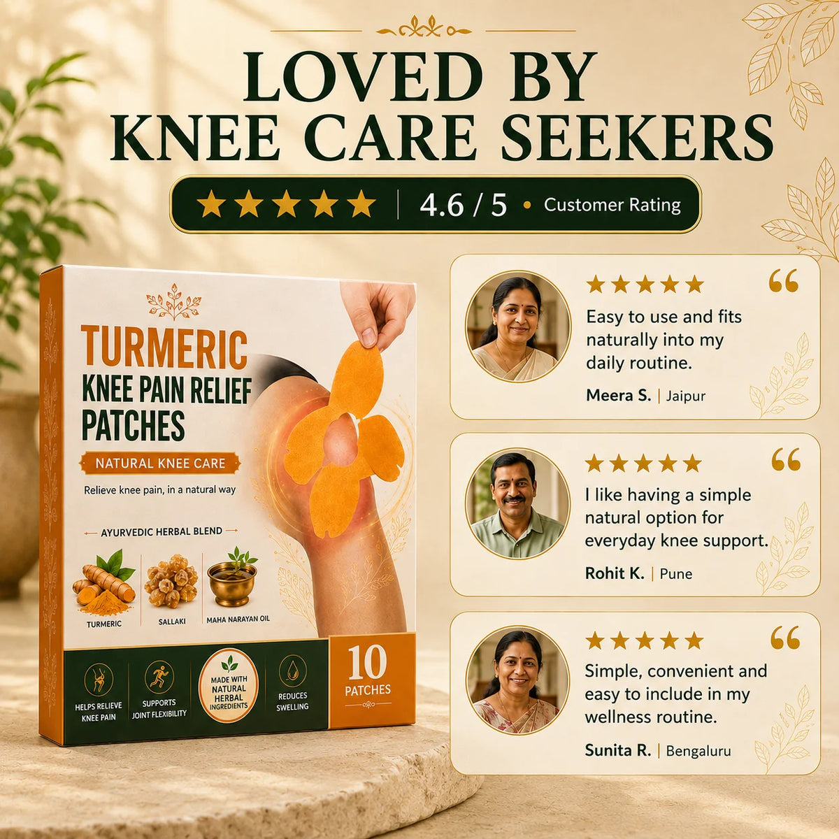 Turmeric Knee Pain Relief Patches (Buy 1 Get 1 Free)