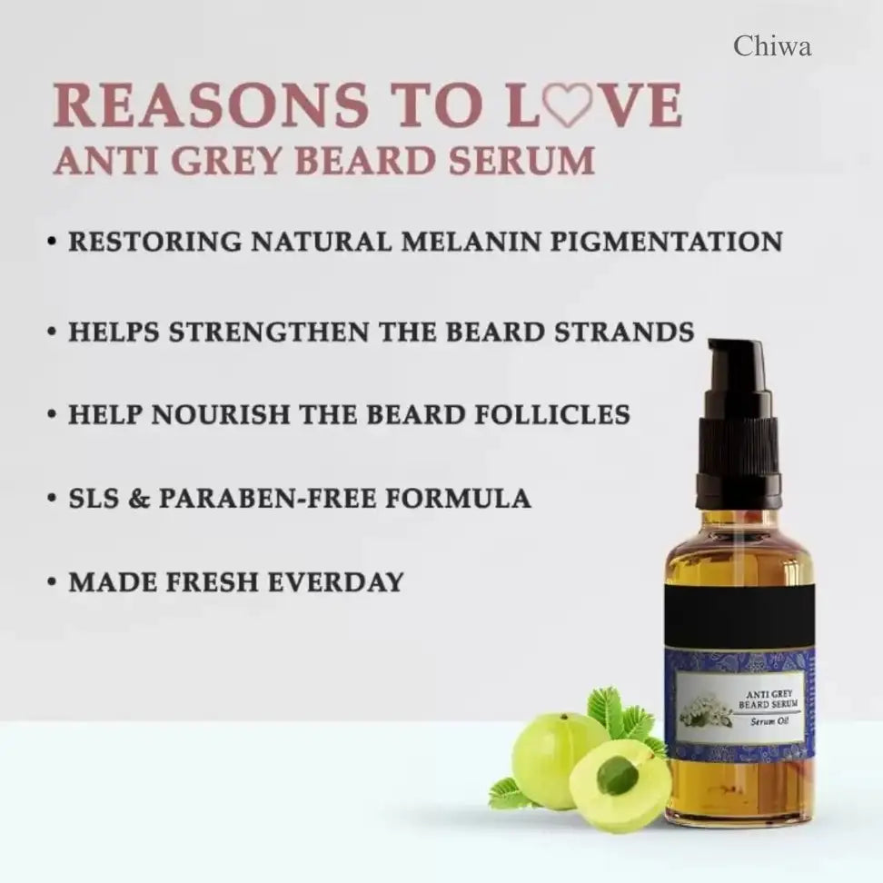 Anti Grey Beard Serum Oil - For Premature Greying and Restore Natural Beard Color